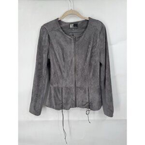 Kut From The Kloth Faux Suede Western Grunge Jacket Women Small Grey Vegan